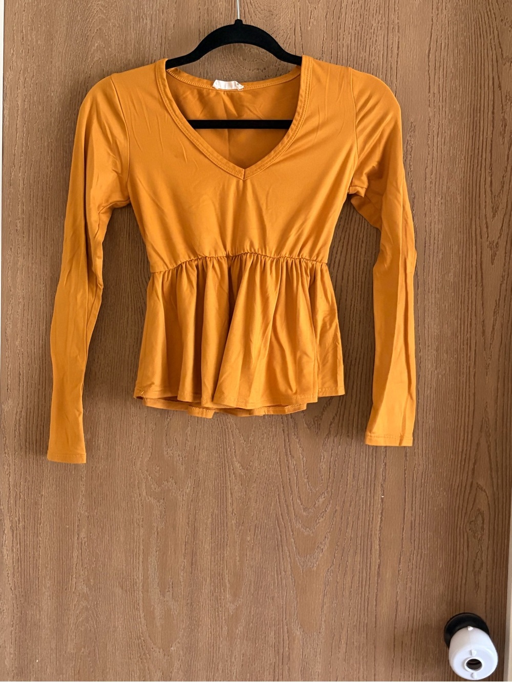 Olivia Rae Mustard V-Neck Long Sleeve Peplum Top